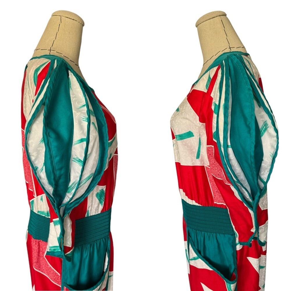 Rare Vintage 80s JEANNE MARC Jumpsuit Colorful Abstract Print Avant Garde - Picture 11 of 15